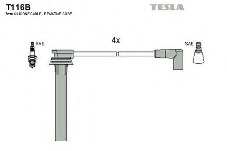 фото Tesla T116B Комплект высоковольтных проводов Tesla T116B Комплект высоковольтных проводов