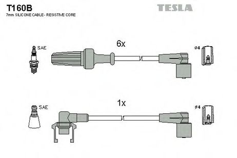 фото Tesla T160B Комплект высоковольтных проводов Tesla T160B Комплект высоковольтных проводов