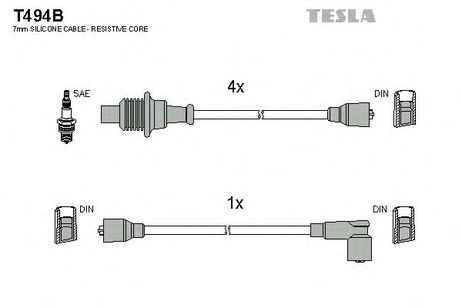 фото Tesla T494B Комплект высоковольтных проводов Tesla T494B Комплект высоковольтных проводов