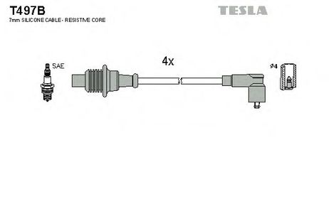 фото Tesla T497B Комплект высоковольтных проводов Tesla T497B Комплект высоковольтных проводов