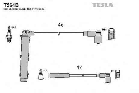 фото Tesla T564B Комплект высоковольтных проводов Tesla T564B Комплект высоковольтных проводов