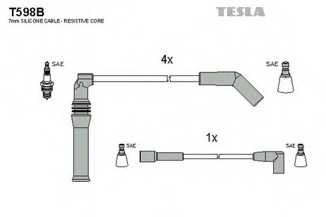 фото Tesla T598B Комплект высоковольтных проводов Tesla T598B Комплект высоковольтных проводов