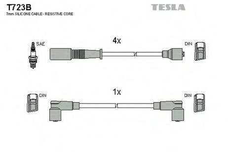 фото Tesla T723B Комплект высоковольтных проводов Tesla T723B Комплект высоковольтных проводов