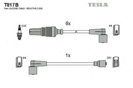 фото Tesla T817B Комплект высоковольтных проводов Tesla T817B Комплект высоковольтных проводов