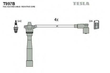 фото Tesla T997B Комплект высоковольтных проводов Tesla T997B Комплект высоковольтных проводов