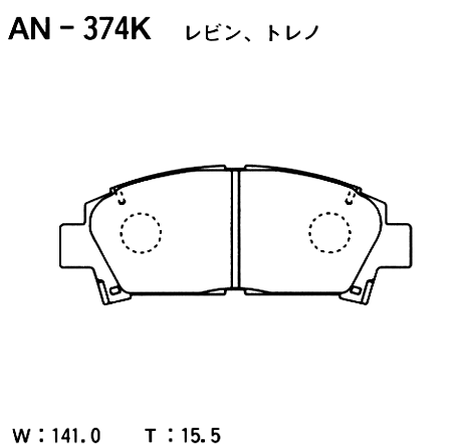 фото Akebono AN-374K Колодки тормозные дисковые | перед | Akebono AN-374K Колодки тормозные дисковые | перед |