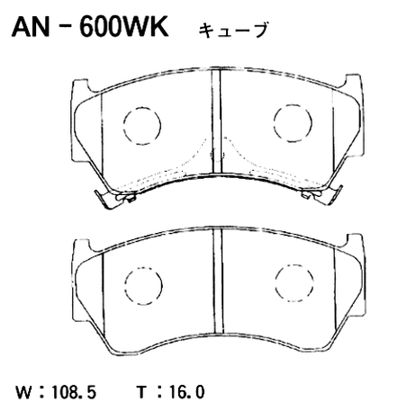фото Akebono AN-600WK Колодки тормозные дисковые | перед | Akebono AN-600WK Колодки тормозные дисковые | перед |