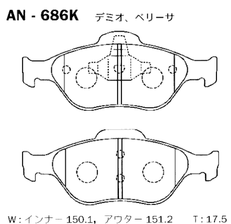 фото Akebono AN-686K Колодки тормозные дисковые | перед | Akebono AN-686K Колодки тормозные дисковые | перед |