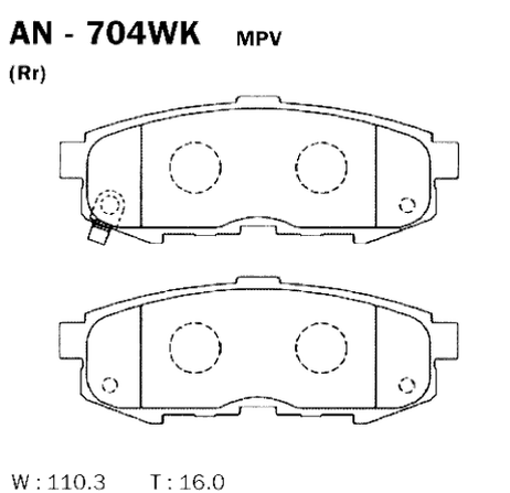 фото Akebono AN-704WK Колодки тормозные дисковые Akebono AN-704WK Колодки тормозные дисковые