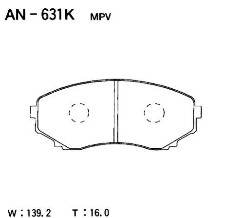 фото Akebono AN-631K Колодки тормозные дисковые | перед | Akebono AN-631K Колодки тормозные дисковые | перед |