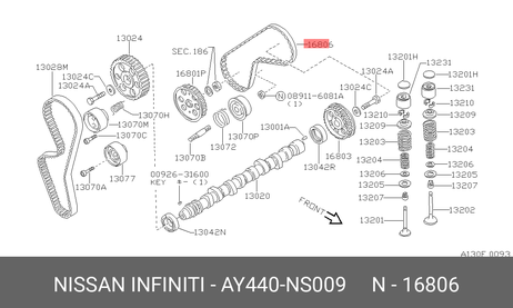 фото Nissan AY440-NS009 Ремень ГРМ Nissan AY440-NS009 Ремень ГРМ
