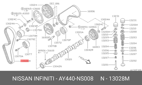 фото Nissan AY440-NS008 Ремень ГРМ Nissan AY440-NS008 Ремень ГРМ