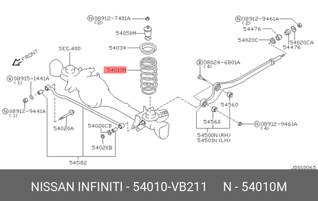 Nissan 54010-VB211 Пружина ходовой части | перед |