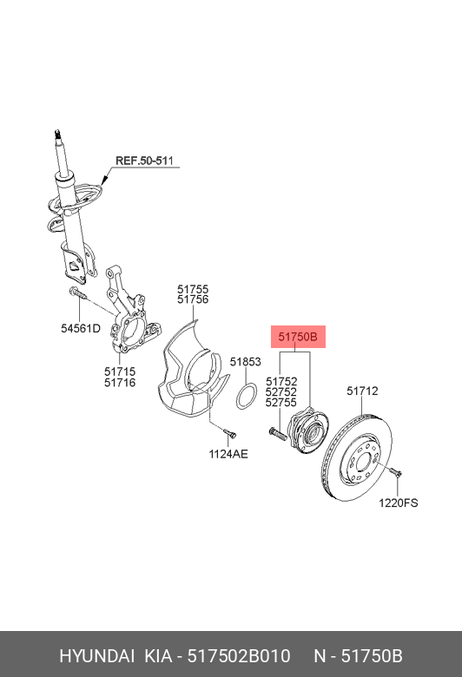 фото Hyundai/Kia 51750-2B010 Ступица колеса Hyundai/Kia 51750-2B010 Ступица колеса