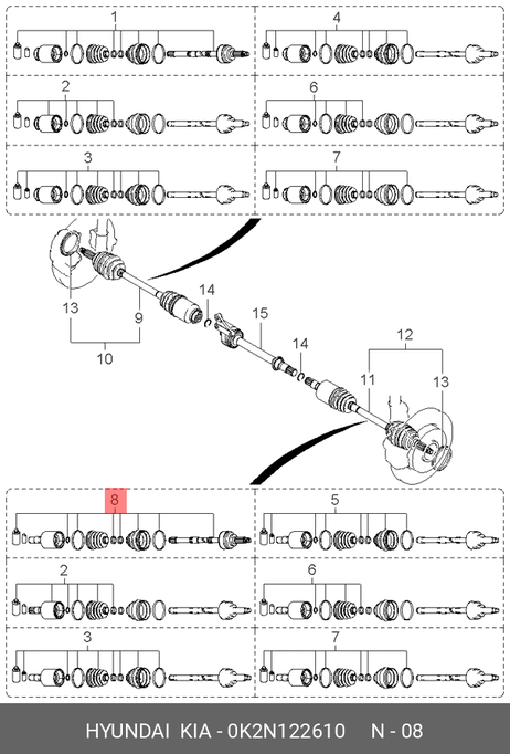 фото Hyundai/Kia 0K2N1-22-610 Шрус вала колеса | перед прав/лев | Hyundai/Kia 0K2N1-22-610 Шрус вала колеса | перед прав/лев |