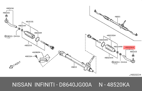 фото Nissan D8640-JG00A Наконечник рулевой тяги Nissan D8640-JG00A Наконечник рулевой тяги