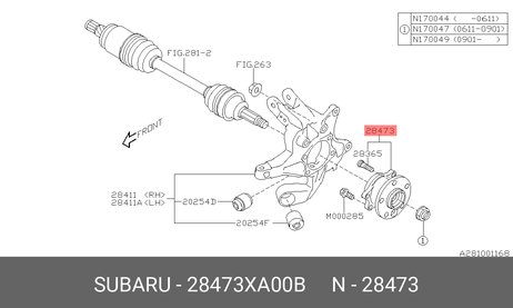 фото Subaru 28473-XA00B Ступица колеса | зад лев | Subaru 28473-XA00B Ступица колеса | зад лев |