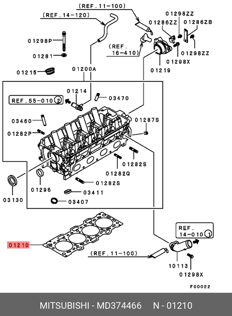 фото Mitsubishi MD374466 Прокладка головки блока цилиндров Mitsubishi MD374466 Прокладка головки блока цилиндров