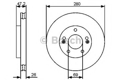 фото Bosch 0 986 479 460 Диск тормозной | перед | Bosch 0 986 479 460 Диск тормозной | перед |