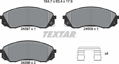 фото Textar 2459701 Колодки тормозные дисковые с противошумной пластиной Q+ | перед | Textar 2459701 Колодки тормозные дисковые с противошумной пластиной Q+ | перед |