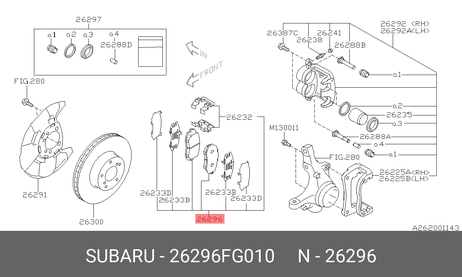 фото Subaru 26296-FG010 Колодки тормозные дисковые | перед | Subaru 26296-FG010 Колодки тормозные дисковые | перед |