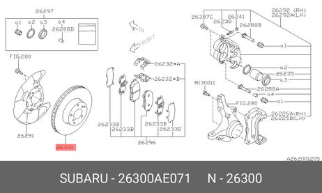 фото Subaru 26300-AE071 Диск тормозной | перед прав/лев | Subaru 26300-AE071 Диск тормозной | перед прав/лев |