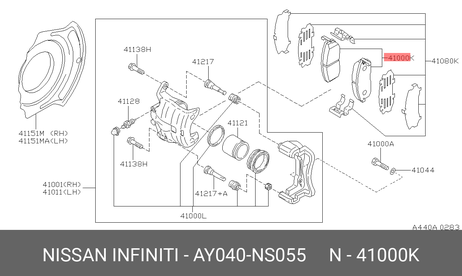 Nissan AY040-NS055 Колодки тормозные дисковые | перед |