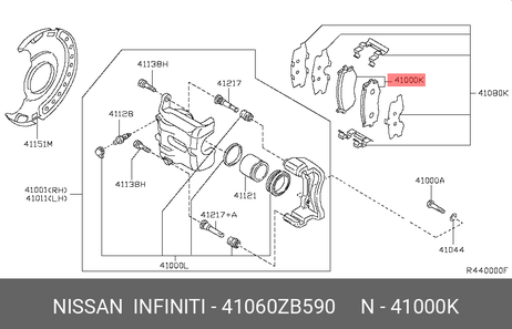 фото Nissan 41060-ZB590 Колодки тормозные дисковые | перед | Nissan 41060-ZB590 Колодки тормозные дисковые | перед |