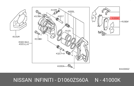 фото Nissan D1060-ZS60A Колодки тормозные дисковые | перед | Nissan D1060-ZS60A Колодки тормозные дисковые | перед |