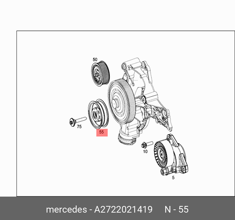 фото Mercedes A 272 202 14 19 Ролик обводной навесного оборудования Mercedes A 272 202 14 19 Ролик обводной навесного оборудования