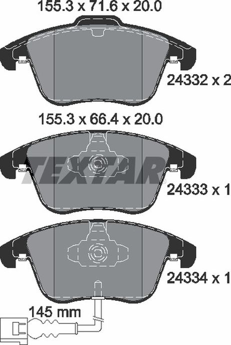 фото Textar 2433301 Колодки тормозные дисковые с противошумной пластиной Q+ | перед | Textar 2433301 Колодки тормозные дисковые с противошумной пластиной Q+ | перед |