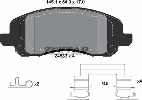 фото Textar 2458301 Колодки тормозные дисковые с противошумной пластиной Q+ | перед | Textar 2458301 Колодки тормозные дисковые с противошумной пластиной Q+ | перед |