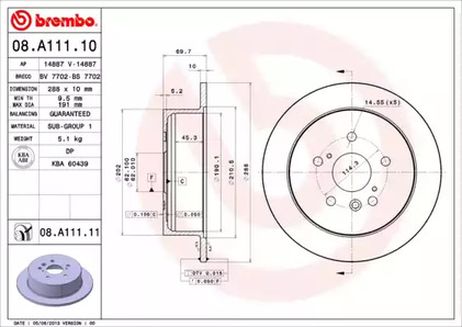 фото Brembo 08.A111.10 Снят, замена 08.a111.11 Диск тормозной Standard | зад | Brembo 08.A111.10 Снят, замена 08.a111.11 Диск тормозной Standard | зад |
