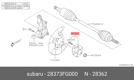 фото Subaru 28373-FG000 Ступица колеса | перед лев | Subaru 28373-FG000 Ступица колеса | перед лев |