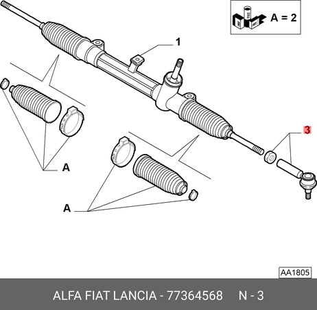 фото Fiat/Alfa/Lancia 7 736 4568 Наконечник рулевой тяги | лев | Fiat/Alfa/Lancia 7 736 4568 Наконечник рулевой тяги | лев |