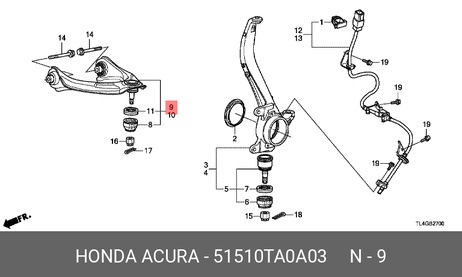 Honda 51510-TA0-A03 Рычаг подвески | перед прав |