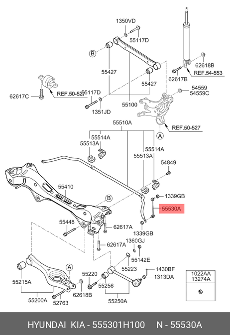 фото Hyundai/Kia 55530-1H100 Стойка стабилизатора | зад прав/лев | ( 555301h000 ) Hyundai/Kia 55530-1H100 Стойка стабилизатора | зад прав/лев | ( 555301h000 )