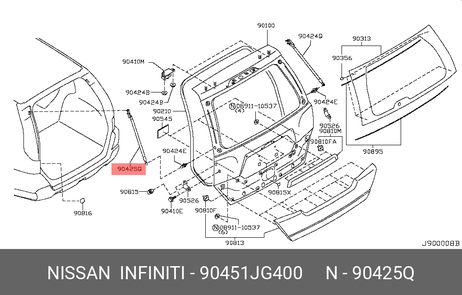 фото Nissan 90451-JG400 Амортизатор крышки багажника Nissan 90451-JG400 Амортизатор крышки багажника
