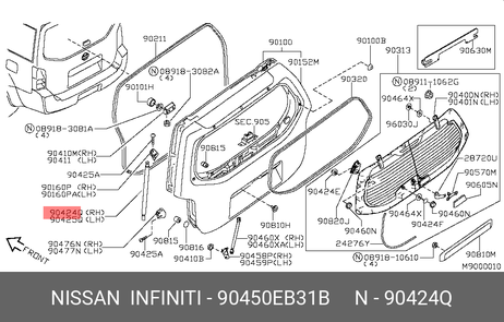 фото Nissan 90450-EB31B Амортизатор крышки багажника Nissan 90450-EB31B Амортизатор крышки багажника