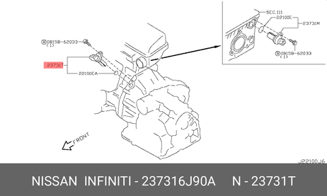 фото Nissan 23731-6J90A Датчик положения коленчатого вала Nissan 23731-6J90A Датчик положения коленчатого вала