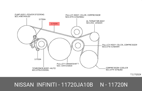 фото Nissan 11720-JA10B Ремень поликлиновый Nissan 11720-JA10B Ремень поликлиновый