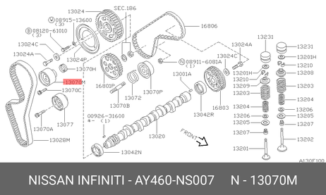фото Nissan AY460-NS007 Ролик натяжной ГРМ Nissan AY460-NS007 Ролик натяжной ГРМ
