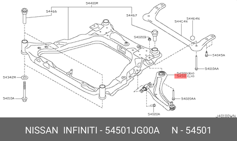 фото Nissan 54501-JG00A Рычаг подвески | перед лев | Nissan 54501-JG00A Рычаг подвески | перед лев |