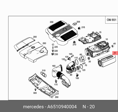 фото Mercedes A 651 094 00 04 Фильтр воздушный Mercedes A 651 094 00 04 Фильтр воздушный