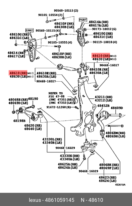 фото Toyota 48610-59145 Рычаг подвески | перед прав | Toyota 48610-59145 Рычаг подвески | перед прав |