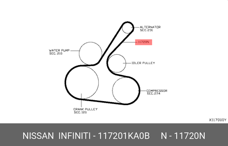 фото Nissan 117201KA0B Ремень ручейковый Nissan 117201KA0B Ремень ручейковый