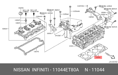 фото Nissan 11044-ET80A Прокладка головки блока цилиндров Nissan 11044-ET80A Прокладка головки блока цилиндров