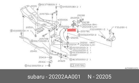 фото Subaru 20202-AA001 Сайлентблок рычага подвески Subaru 20202-AA001 Сайлентблок рычага подвески