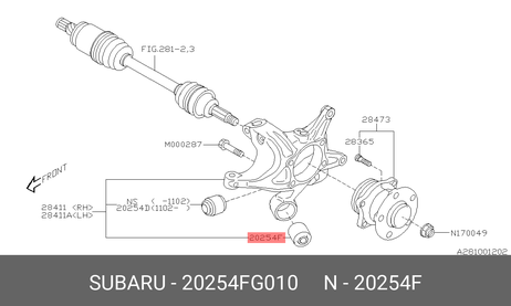 фото Subaru 20254-FG010 Сайлентблок рычага подвески | зад прав | Subaru 20254-FG010 Сайлентблок рычага подвески | зад прав |