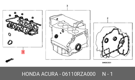 фото Honda 06110-RZA-000 Комплект прокладок головки блока цилиндров Honda 06110-RZA-000 Комплект прокладок головки блока цилиндров